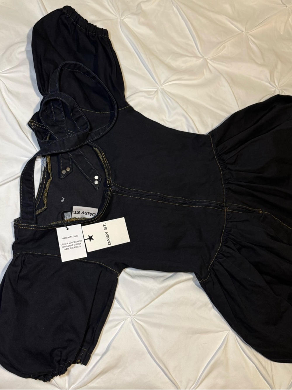 Daisy Street Annie Drop Waist Bow-Back Denim Maxi Dress - Indigo - US M/UK 10 - Picture 5 of 8